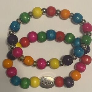 Rainbow Wooden Bead Bracelet
